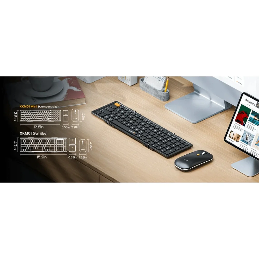 ProtoArc XKM01 Mini Foldable Bluetooth Keyboard Mouse Combo Case